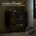 thumbnail image 3 of Tina's Home 32" Tall Farmhouse Black Accent Cabinet with LED Lights, 2 Doors Hollow Carved Design, for Living Room, Entryway, Dining Room, 3 of 8