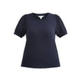 thumbnail image 5 of Time and Tru Women's Cotton Mixed Fabric Puff Sleeve Top, Sizes XS-XXXL, 5 of 5