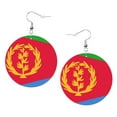 thumbnail image 6 of Leather Dangle Round Earrings For Women Eritrea Flag Circle Earrings Drop Jewelry, 6 of 6