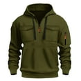 thumbnail image 3 of MHFRRA Sudadera con Capucha y Bolsillo para Hombre, Estilo Informal, con Forro, Cómoda y Ligera, para Actividades Al Aire Libre Verde militar, 3 of 8