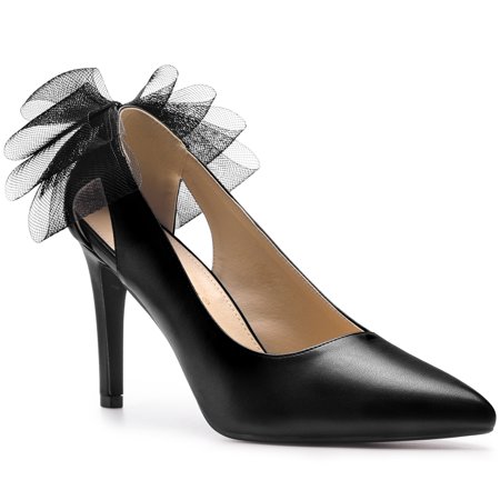

Unique Bargains Women s Solid Pointed Toe Bow Decor Stiletto Heels Pumps