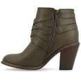 thumbnail image 3 of Journee Womens Strap Inside Zip Stacked Heel Booties, Widths Available, 3 of 10