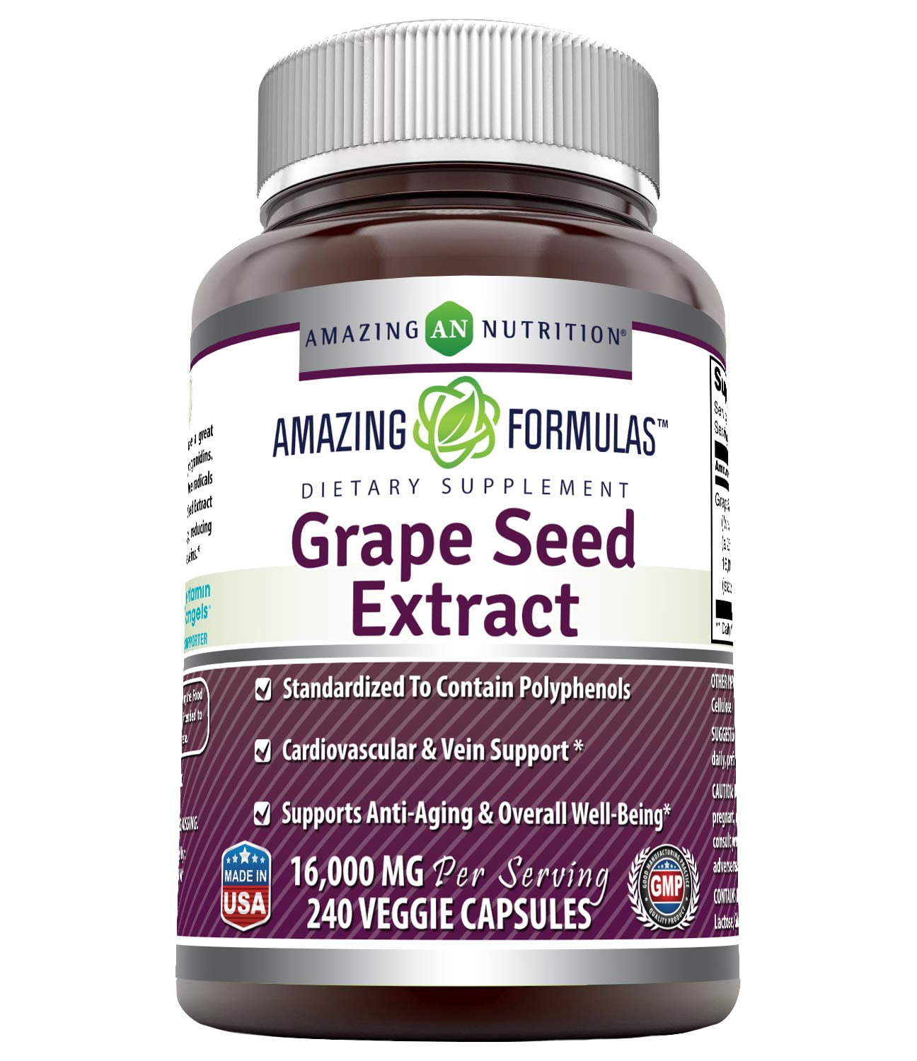 Amazing Formulas Grapeseed Extract 16000 mg Per Serving 240 Veggie