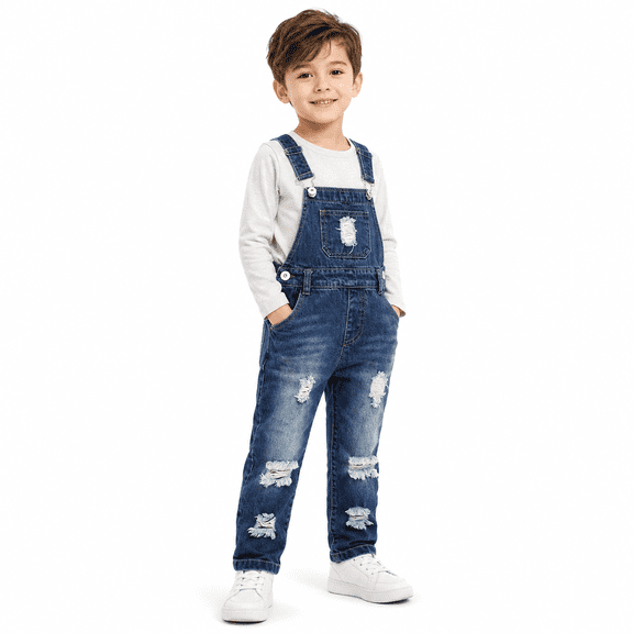 KIDSCOOL SPACE Baby Girl Boy Bib Pocket Jean Overalls,Unisex Workwear,6-12 Months