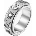 thumbnail image 1 of Stainless Steel Spinner Ring for Anxiety Fidget Rings for Relieving Stress Anxiety Ring Sun Moon Stars Promise Engagement Ring Size 6-12 - -, 1 of 4