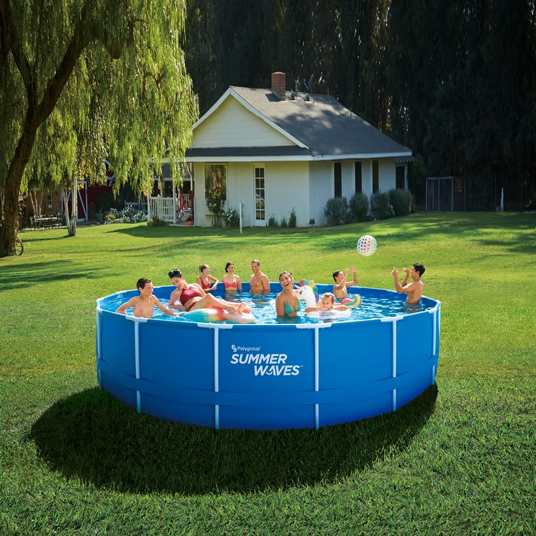 Summer Waves 18 ft Metal Frame Above Ground Pool with 1 500 gph