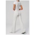 thumbnail image 5 of PISONIC 2 Piece Workout Sets for Women Short Sleeve Crop Top High Waist Flare Leggings Set Gym Yoga Outfits, 5 of 7