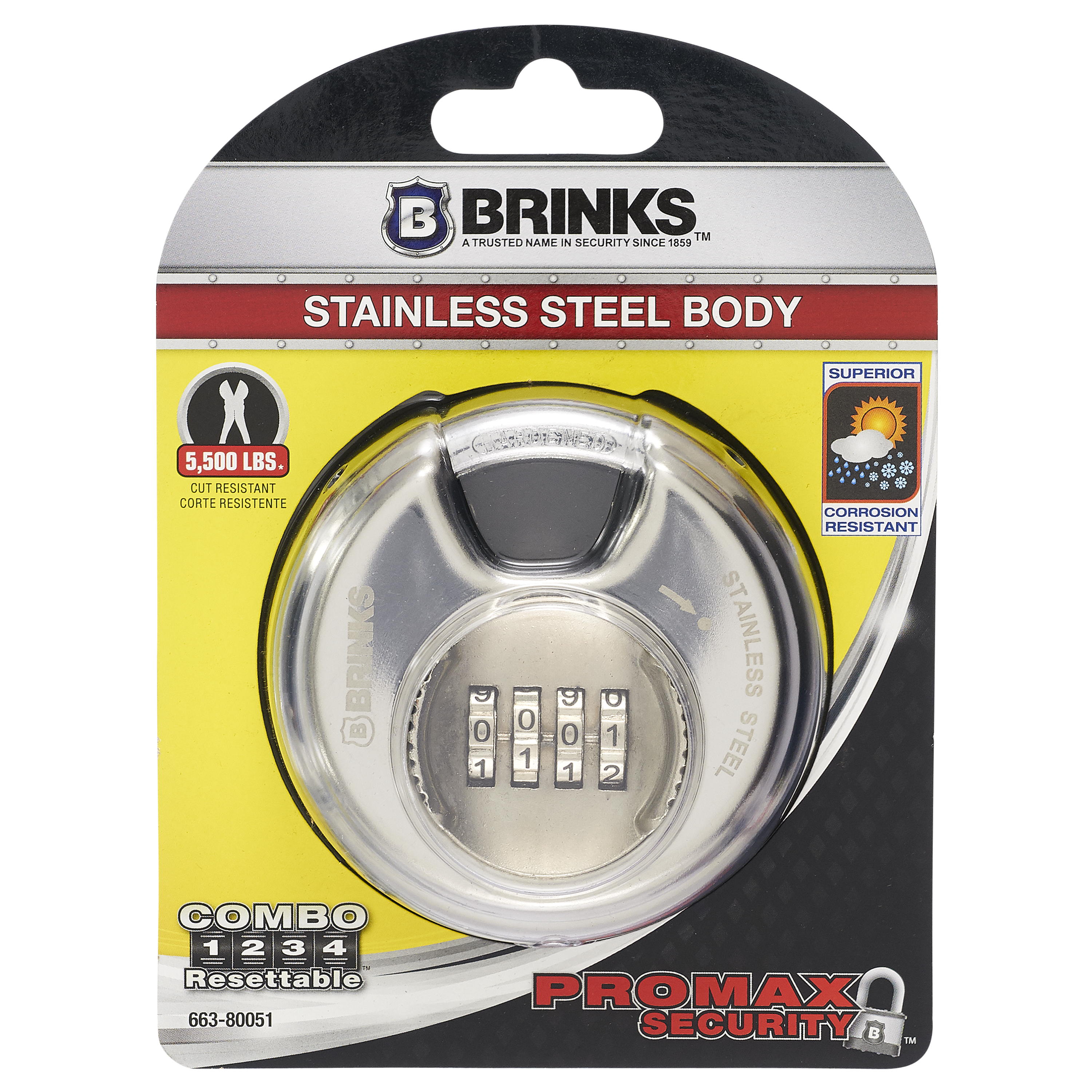 Brinks Stainless Steel 80mm Discus Combination Padlock photo 2
