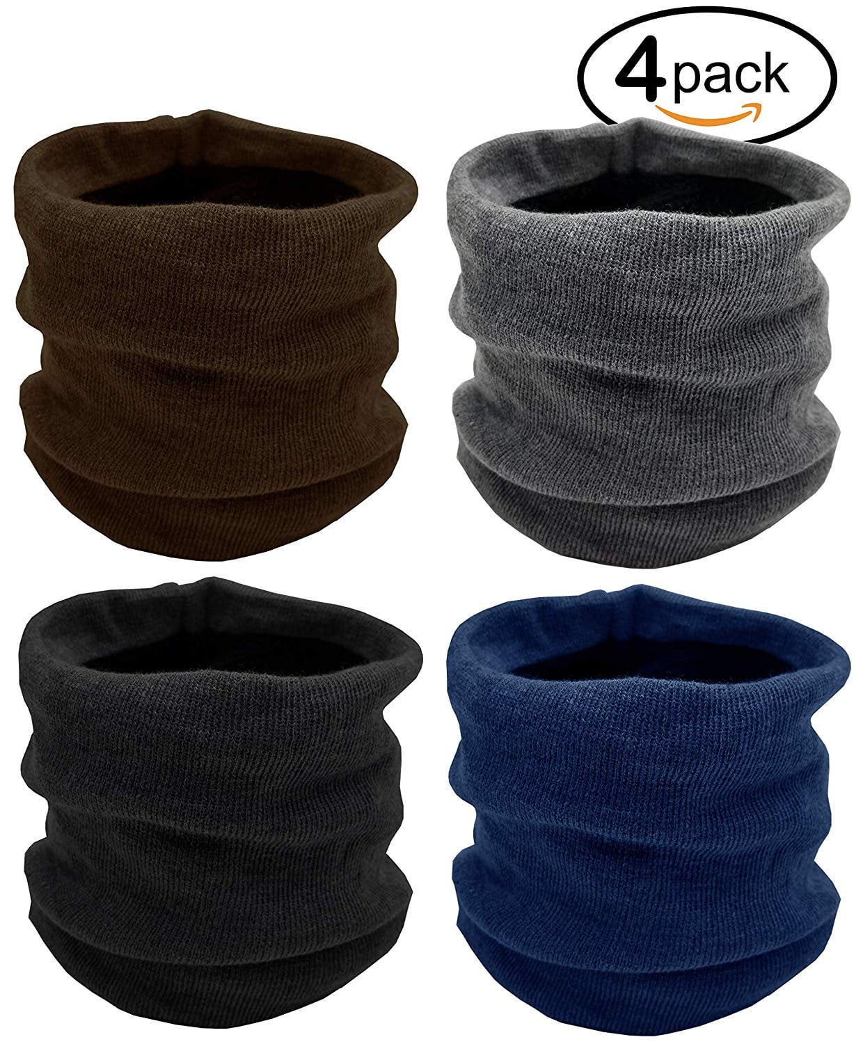 Winter Neck Gaiter, 4 Pack, Fleece Lined Interior Warm Cold Weather