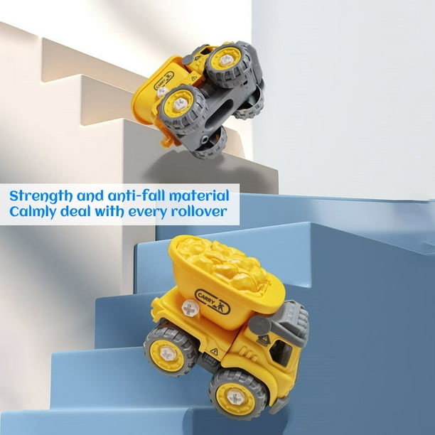 Set 4 En 1 De Vehículos De Construcción DIY – Excavadora, Bulldozer Y Más Con Destornilladores