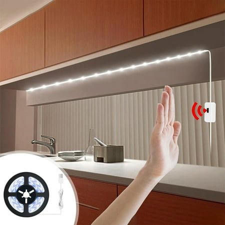 

Lixmnse 2M Motion Sensor LED Strip Light Upgraded USB-Powered Counter Lights with Adhesive Backing Auto On/Off Flexible Cuttable for Wardrobes Stairs Pantry Cabinets White