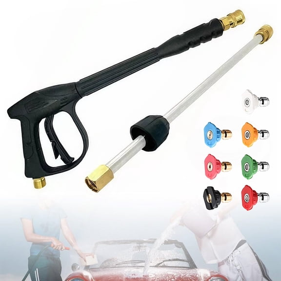 Shopmall High Pressure Washer Handle with 7 Quick Connect Nozzles, Power Washer Spray Gun 41cm Rod for Car Wash, Plant Watering