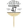 47th Birthday / Anniversary Novelty Burlap Cupcake Decoration Picks -12pack