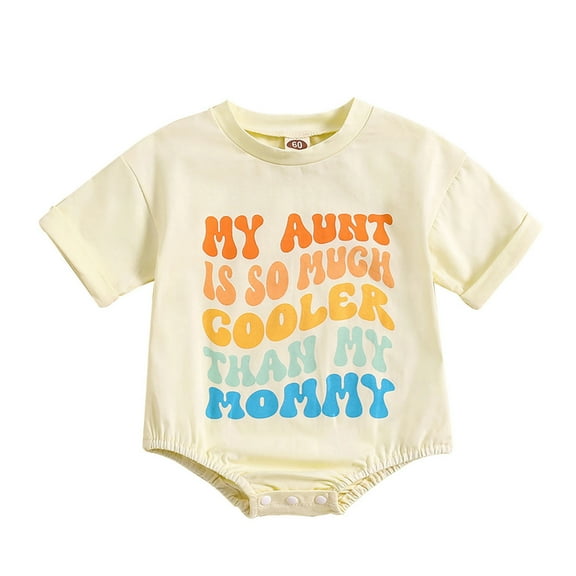 Baby Boys Girls Clothes My Aunt is Cooler Than My Daddy Bodysuit Letter Print Short Sleeve Rompers Casual Crewneck Breathable Cotton Summer Romper White 6-12 Months