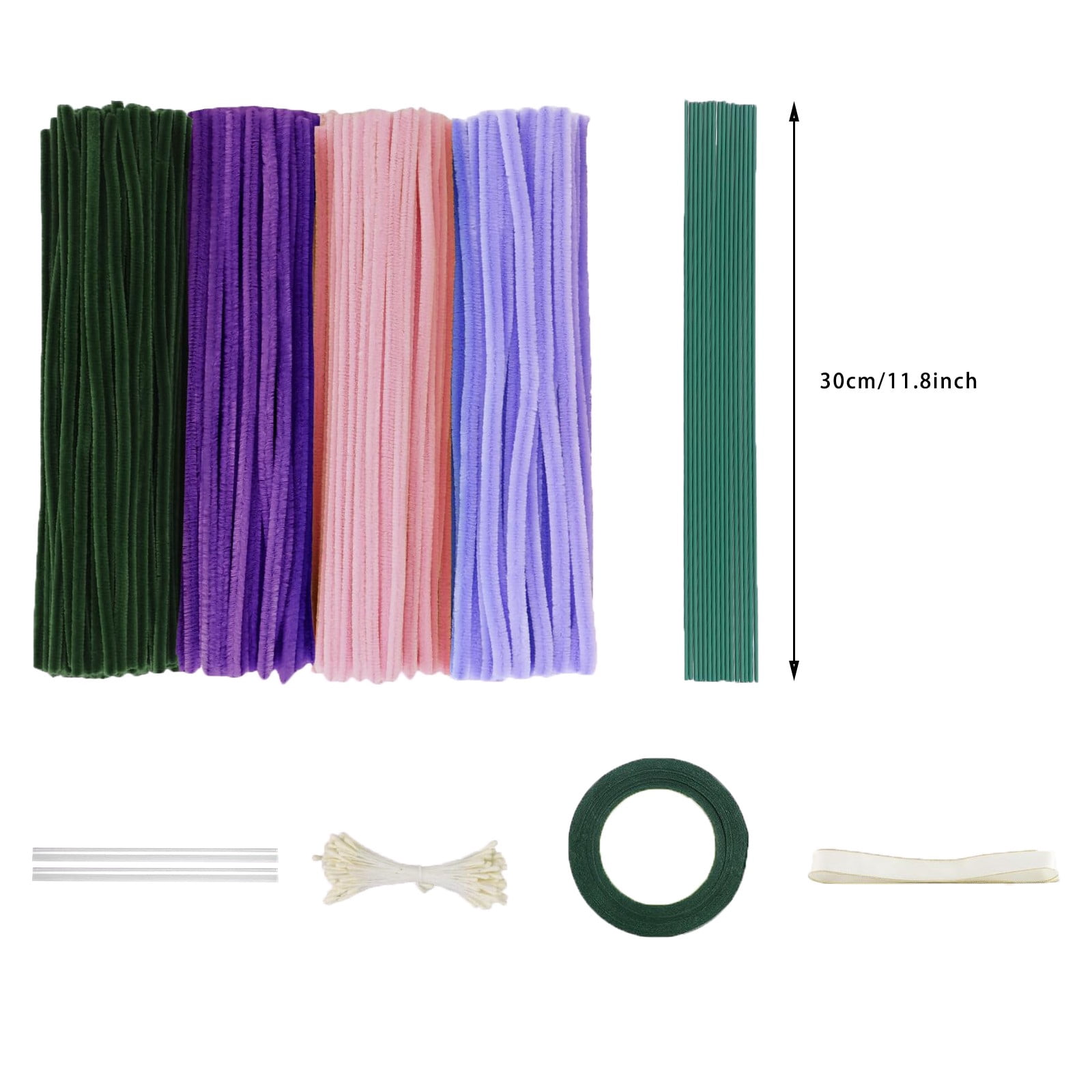 Pipe Cleaners Craft Set, 100/400 Pcs Chenille Stems with Floral DIY Accessories, Multicolor Flexible Craft Stems for Art Crafts & Decorations
