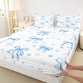 thumbnail image 3 of jejeloiu Blue Heart Print Queen Sheet Sets,Kawaii Bowknot Bow Bed Set For Girls Teens 4 Pieces, 3 of 7
