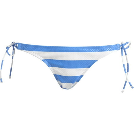 OP Juniors Clear Dot Stripe Loop Side Tie Scoop Bikini Bottom