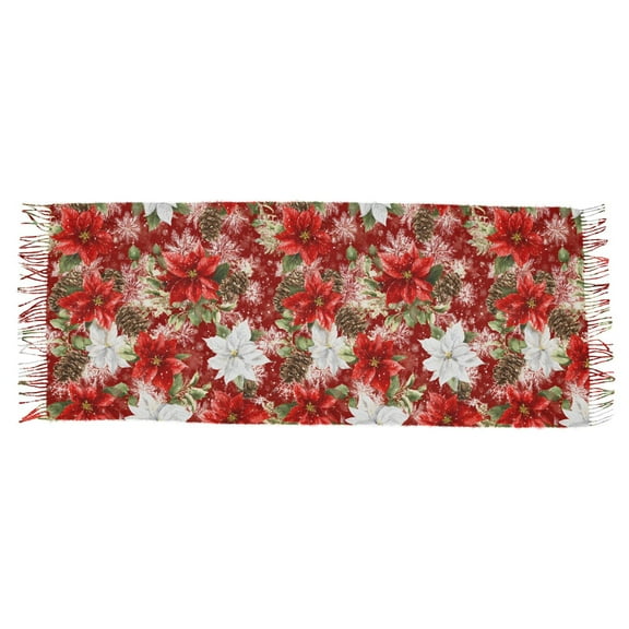 Christmas Poinsettia Women's Cold Weather Scarves Lightweight Warm Fashion Scarves, Breathable 86.6''x30.7''