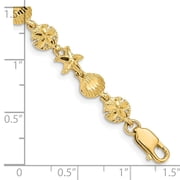 Primal Gold 14 Karat Yellow Gold Starfish, Sand Dollar and Shell Bracelet