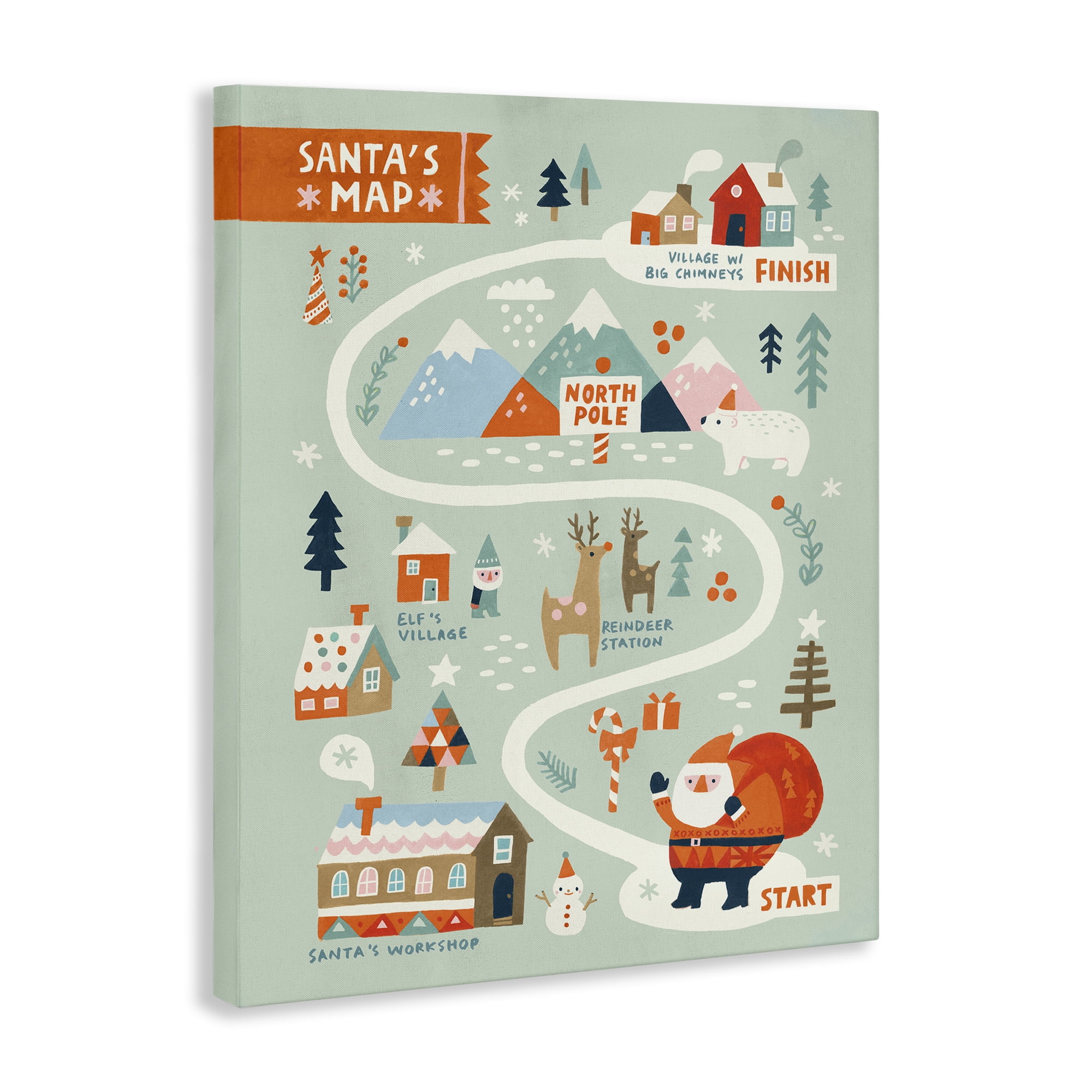 Stupell Industries Jolly Map Of North Pole Holiday Painting Gallery Wrapped Canvas Art Prints Wall Art, 24 x 30