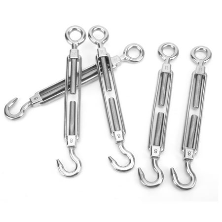 

EBTOOLS Adjustment Hook Eye Screw Stainless Steel Turnbuckle 5PCS M8 304 Stainless Steel Bolt Connector Hook To Eye Wire Rope Tension Turnbuckle