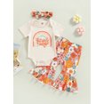 thumbnail image 3 of Toddler Baby Girl Birthday Outfit Groovy One/Two Groovy Romper Shirts Flower Bell Bottoms Headband Boho Clothes  6M 18M, 3 of 10