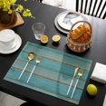 thumbnail image 3 of Teal Wood Grain Placemats Set of 4, Farmhouse Vintage Wooden Rustic Placemats for Dining Table, Place Mats for Kitchen Tabletop, Waterproof Wipeable Dining Table Mats Set, 3 of 9