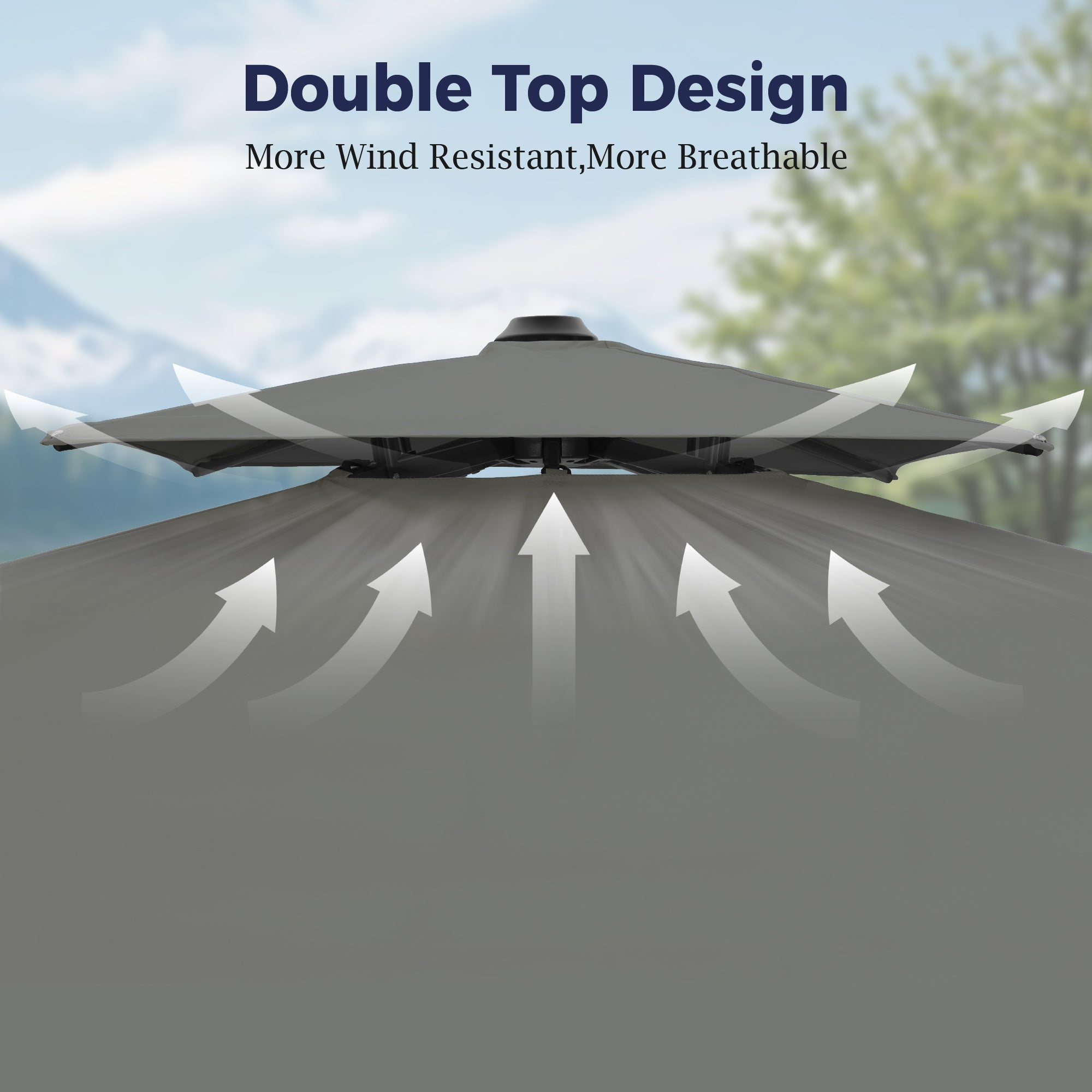 Alpha Joy 12x9ft Outdoor Patio Umbrella Large Rectangle Offset Cantilever Double Umbrella with 360°Rotation, Charcoal Gray