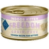 (24 Pack) Blue Buffalo Freedom Grain Free Chicken Indoor Kitten Pate Natural Wet Cat Food, 3-oz cans