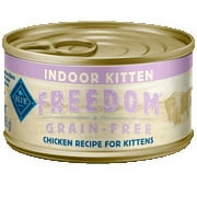 (24 Pack) Blue Buffalo Freedom Grain Free Chicken Indoor Kitten Pate Natural Wet Cat Food, 3-oz cans