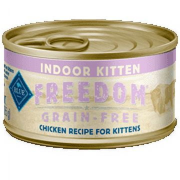 (24 Pack) Blue Buffalo Freedom Grain Free Chicken Indoor Kitten Pate Natural Wet Cat Food, 3-oz cans