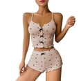 thumbnail image 3 of UDAUDU Women Pajamas Set 2 Piece Cute Heart Print Cami Top and Shorts Lounge Sets Nightwear Outfits M, 3 of 8