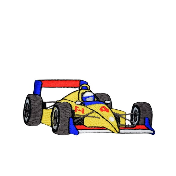 Yellow Race car - Formula One Style - Iron on Applique/Embroidered Patch