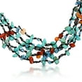 thumbnail image 3 of Festive Multi-Layered Red & Turquoise Mix Beads & Stones Statement Necklace, 3 of 4