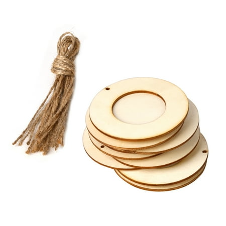 

Yabuy Round Wood Picture Holder Hanging Rope Perfect for DIY Wall Decor Set of 10