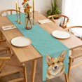 thumbnail image 6 of Green Dog Cotton Linen Table Runner for Dining Kitchen, Funny Animals Modern Art Wedding Outdoor Party Tablerunners Decoration, Dresser Scarf Coffee Tablecloth Runners 13x70 Inches, 6 of 9