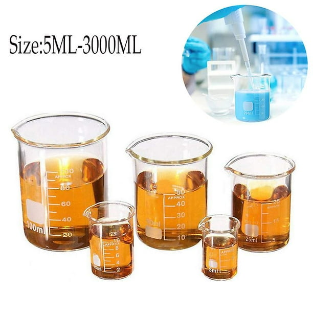 Vaso de precipitados de vidrio Pyrex de 3000ml-5ml Vasos graduados de Gg-17 de borosilicato Vasos de precipitados de química de vidrio de medición