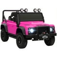 thumbnail image 3 of Qaba 12V Kids Electric Ride on Truck, Land Rover Licensed Battery Powered Toy Car w/ Remote Control, Dual Motors, Spring Suspension, Pink, 3 of 10
