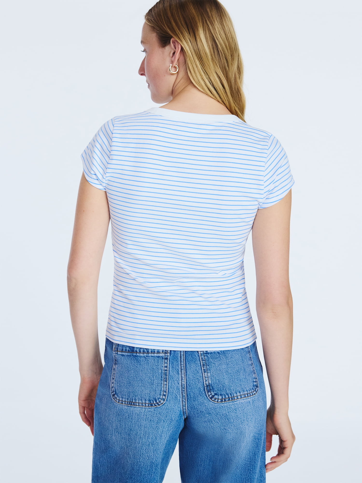 Free Assembly Women's Scoop Neck Tee with Short Sleeves, Sizes XS-XXL