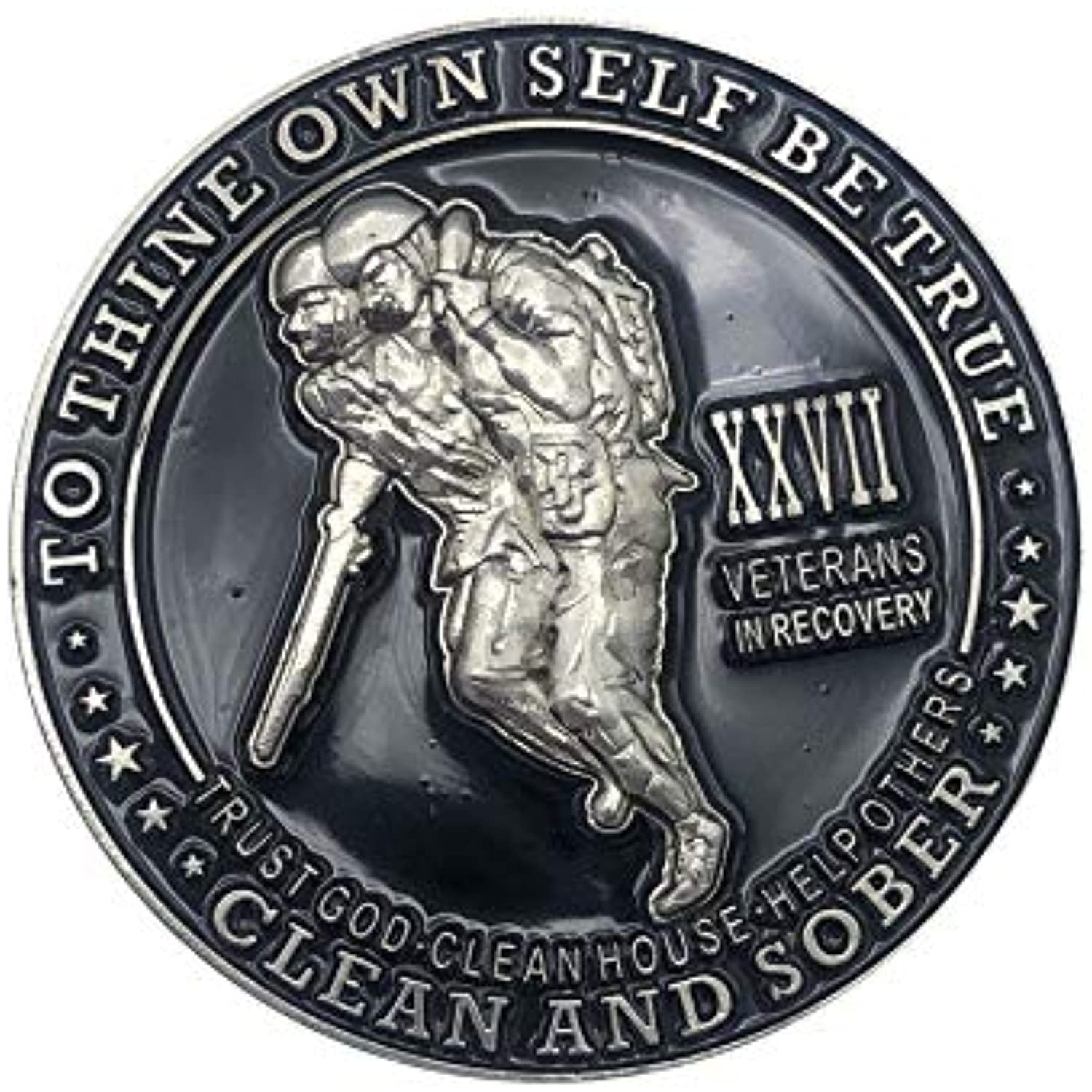 Veterans in Recovery AA Chip Sobriety Coin an AA Medallion Showing a Token of Appreciation for Those That Served. with Third Step Prayer on The Back 1-60 Years 