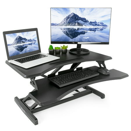 VIVO Small Height Adjustable Standing Desk Workstation | Monitor Riser 30