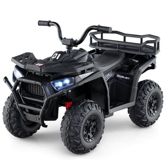 Costway 24V Kids Ride on Electric ATV Car Toy with Spring Suspension & LED Lights USB Black