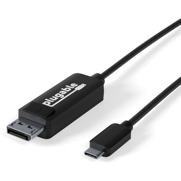 Plugable USB C to DisplayPort Cable 6 feet (1.8m), Up to 4K at 60Hz, USB C DisplayPort Cable - Compatible with Thunderbolt and USB-C - Driverless