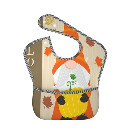 Susaid Hello Fall Gnomes 1 Print Bibs for Babies Toddlers Adjustable Waterproof Free Soft Durable Bibs for eating with Large Pocket Food Catcher