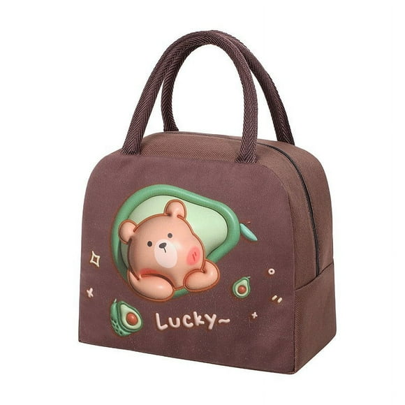 Cartoon Lunch Bag Clearance! Beneky Storage Rack, Hand Held Bag Insulated Bag Lunch Box Bag Lunch Bag Brown Puppy (3D Insulation), Cartoon Lunch Bag Coffee Avocado Bear Clearance Sales