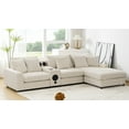 thumbnail image 5 of MAYEERTY 114x64" Corduroy Sectional Sofa - Bluetooth Speakers, L-Shaped Couch with Console/USB/Cup Holders/Storage/Ottoman, 2 Colors, 5 of 26