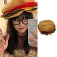 thumbnail image 2 of Unique Cheeseburger Shaped Headgear Fast Food Hamburger Cap for Unisex, 2 of 11