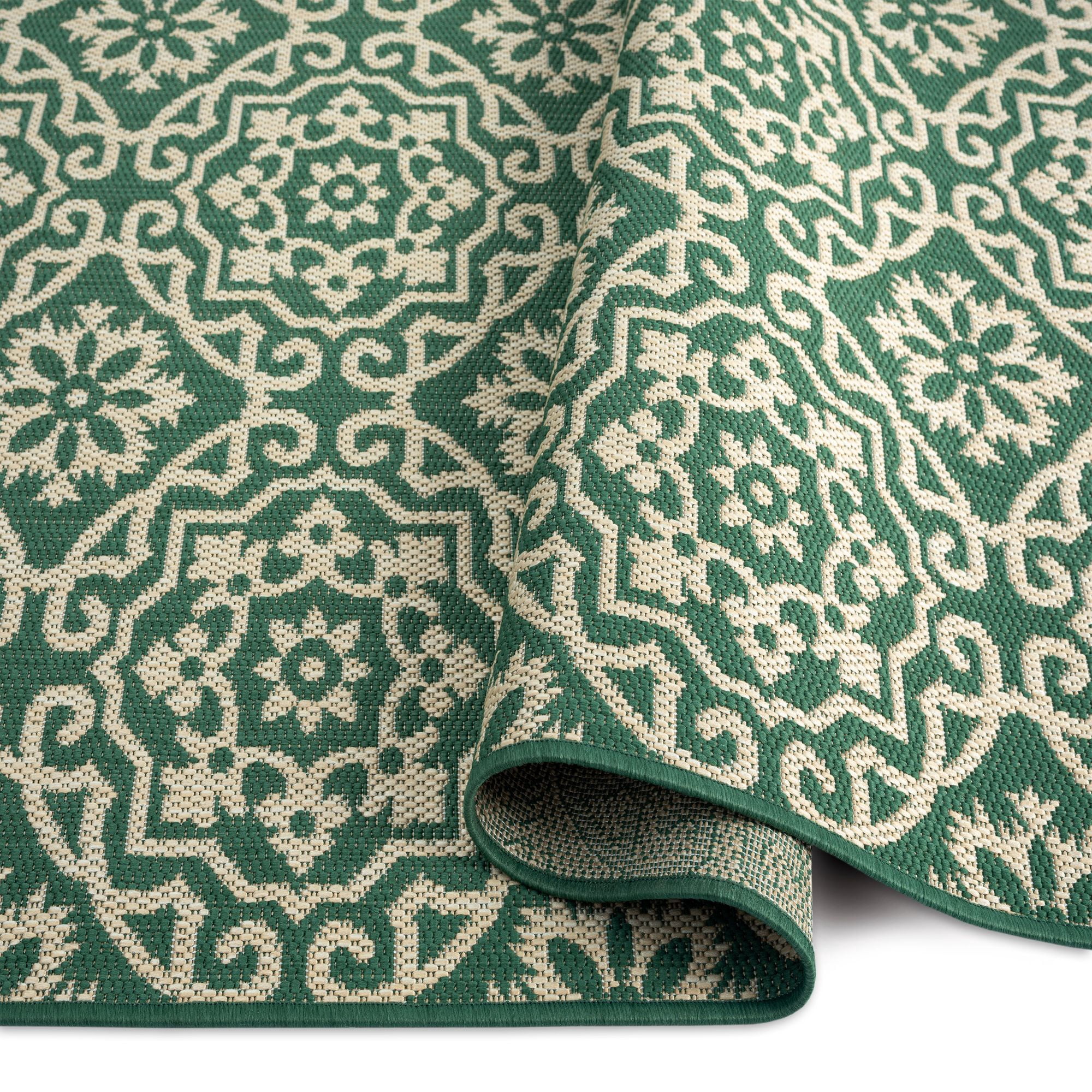 Nicole Miller New York Patio Country Danica Transitional Geometric Indoor/Outdoor Area Rug, Green/Beige, 7'9"x10'2"