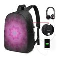 thumbnail image 3 of YFYANG 17" Laptop Backpack, Pink Fantasy Mandala Fashion Travel Work Backpack with USB and Headphone Cable Interface for Men and Women, 3 of 8