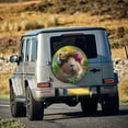 thumbnail image 5 of Sikiie Flower Crown Guinea Pig PVC Leather Spare Tire Wheel Cover Spare Tire Cover, for Car Truck SUV Camper Trailer Universal Fit(14-17in)-15 inch, 5 of 6